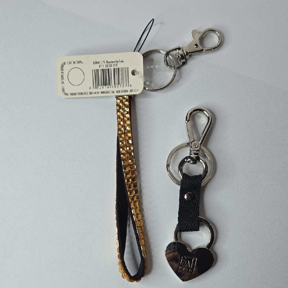 Heart and‎ Rhinestone Strap Keychains (2) - Picture 2 of 7